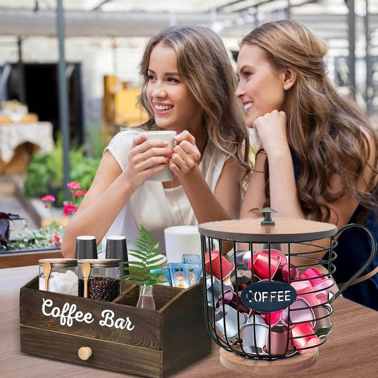 Coffee Companion Storage Rack Cup-Shaped Kitchen Storage Basket, Color: Gold with Words - free shipping - PMC TechLife - Order now!