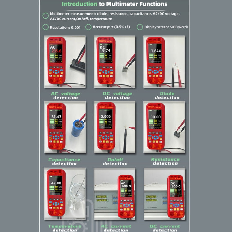 BSIDE O9 Digital Handheld Dual Channel 50MHz Oscilloscope Signal Source Multimeter, Spec: With Dual Oscilloscope Probe (Red) - Digital Multimeter by BSIDE | Online Shopping South Africa | PMC TechLife | Buy Now Pay Later Mobicred