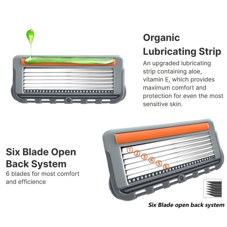 4pcs /Pack Six Blade OpenBack System Skin Razor Refills for Men - Accessories by PMC TechLife | Online Shopping South Africa | PMC TechLife | Buy Now Pay Later Mobicred