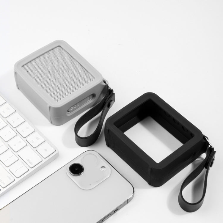 For JBL GO 2 Speaker Silicone Cover with PU Hand Strap Anti-lost Audio Protective Case(Gray) - Protective Case by PMc TechLife | Online Shopping South Africa | PMc TechLife | Buy Now Pay Later Mobicred