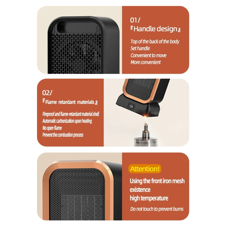 1000W High-power Household Heater Small Desktop Ceramic PTC Heating Heater, Spec: US Plug(Black) - Electric Heaters by PMC TechLife | Online Shopping South Africa | PMC TechLife | Buy Now Pay Later Mobicred