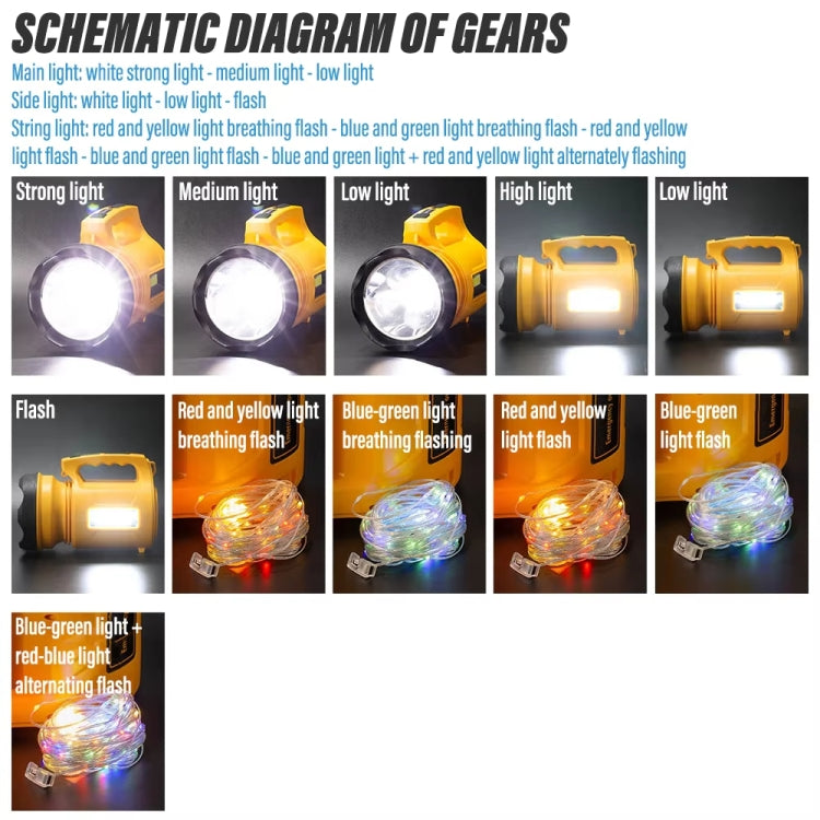 E-SMARTER 8W5205-2 Small Carrying Light With RGB Colorful Lamps Outdoor Cycling Searchlight(Yellow) - free shipping - PMc TechLife - Order now!