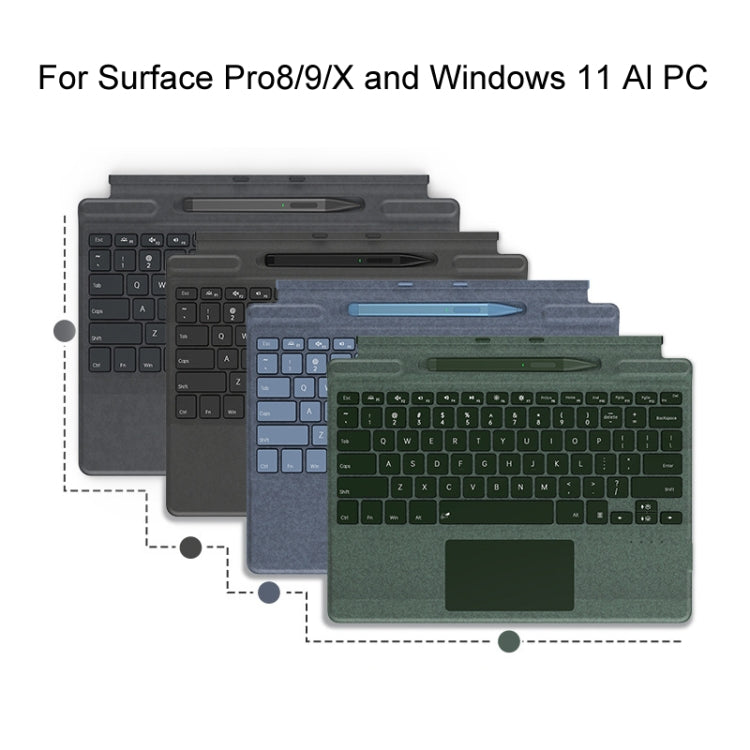 For Microsoft Surface Pro 8 / 9 / X Bluetooth Keyboard Magnetic Tablet Wireless Touch Backlit Keyboard With Pen Slot(Green) - free shipping - PMC TechLife - Order now!
