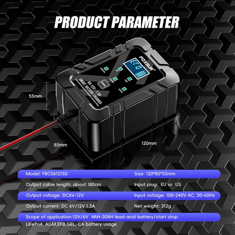 FOXSUR 6V/12V 1.5A Lawn Mower Motorcycle Lead Acid Battery SAE Plug Charger(US Plug) - Battery Charger by FOXSUR | Online Shopping South Africa | PMC TechLife | Buy Now Pay Later Mobicred