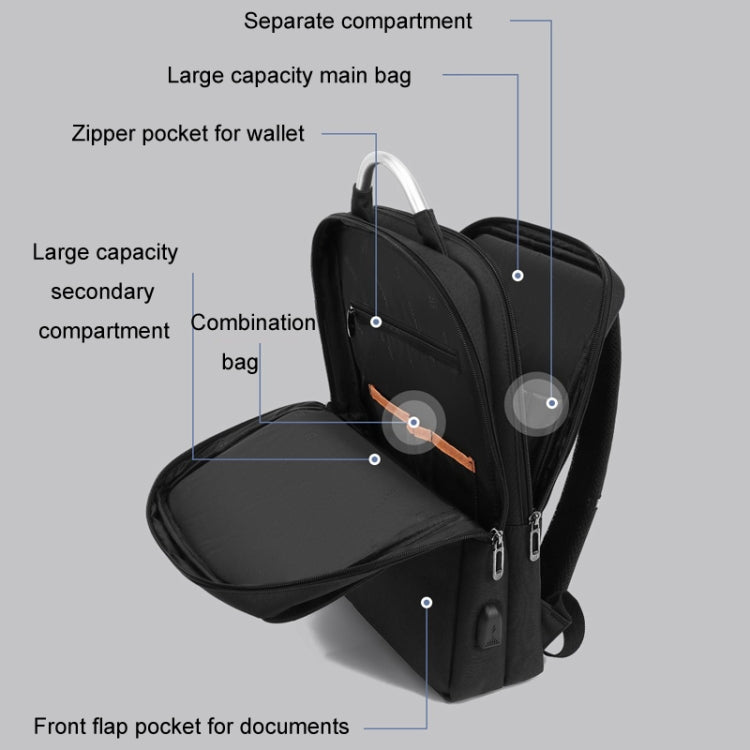 SKV BLB21282 Men Business Duty Traveling Double Shoulder Bag Lightweight Large Capacity Laptop Backpack(Gray) - Backpack by SKV | Online Shopping South Africa | PMC TechLife | Buy Now Pay Later Mobicred