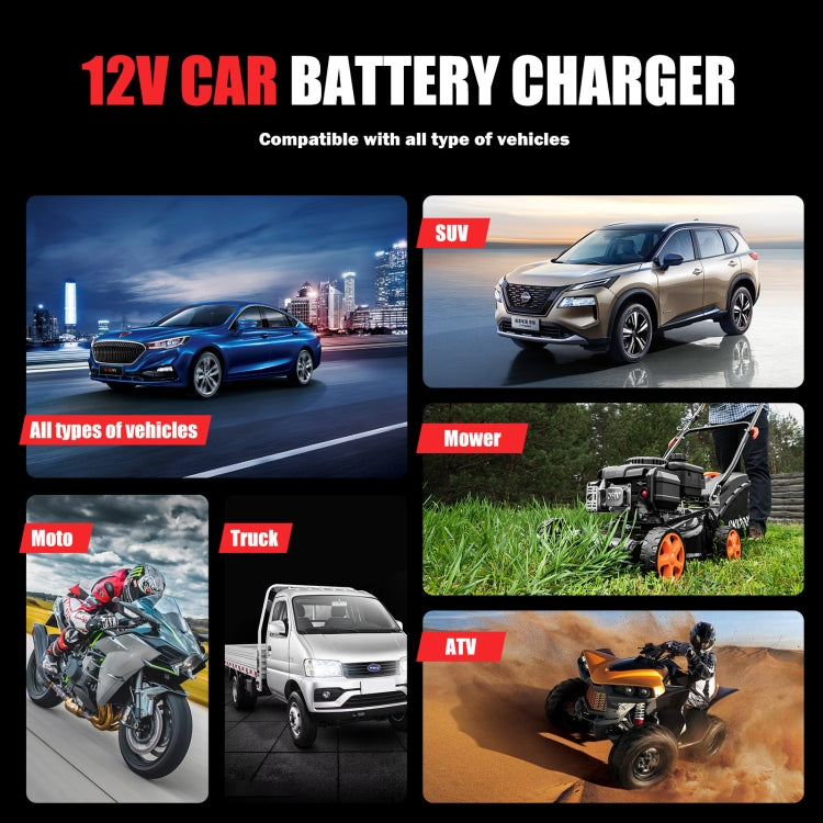FOXSUR 12V8A SUV Car Motorcycle Intelligent Repair Type Lead-acid Battery Charger(US Plug) - Battery Charger by FOXSUR | Online Shopping South Africa | PMC TechLife | Buy Now Pay Later Mobicred
