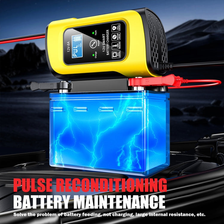 FOXSUR 12V8A SUV Car Motorcycle Intelligent Repair Type Lead-acid Battery Charger(UK Plug) - Battery Charger by FOXSUR | Online Shopping South Africa | PMC TechLife | Buy Now Pay Later Mobicred