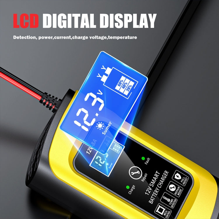 FOXSUR 12V8A SUV Car Motorcycle Intelligent Repair Type Lead-acid Battery Charger(US Plug) - Battery Charger by FOXSUR | Online Shopping South Africa | PMC TechLife | Buy Now Pay Later Mobicred