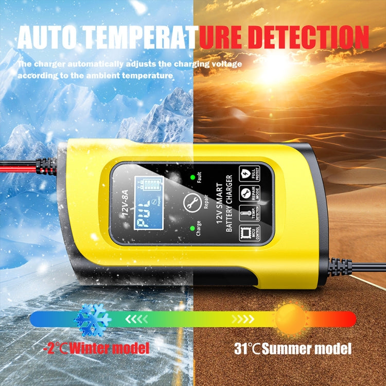FOXSUR 12V8A SUV Car Motorcycle Intelligent Repair Type Lead-acid Battery Charger(EU Plug) - free shipping - PMC TechLife - Order now!