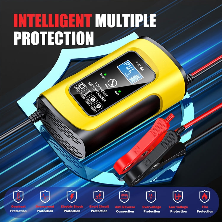 FOXSUR 12V8A SUV Car Motorcycle Intelligent Repair Type Lead-acid Battery Charger(UK Plug) - Battery Charger by FOXSUR | Online Shopping South Africa | PMC TechLife | Buy Now Pay Later Mobicred