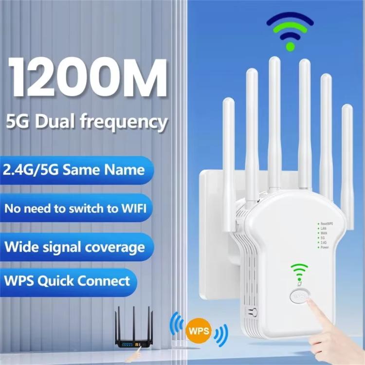 Urant U13 1200Mbps 2.4G/5G Dual Band WiFi Repeater Signal Amplifier US Plug White - Broadband Amplifiers by Urant | Online Shopping South Africa | PMC TechLife | Buy Now Pay Later Mobicred