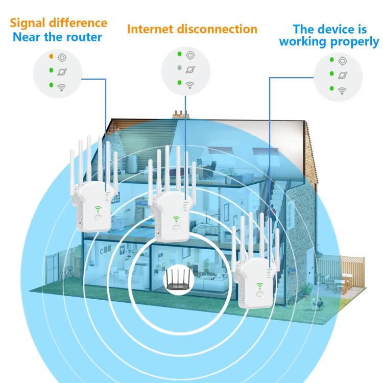 Urant U13 1200Mbps 2.4G/5G Dual Band WiFi Repeater Signal Amplifier US Plug Black - free shipping - PMC TechLife - Order now!