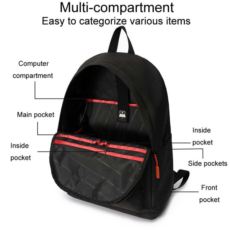 SKV B20537 Lightweight Traveling Double Shoulder Bag Large Capacity Laptop Backpack(Light Gray) - Backpack by SKV | Online Shopping South Africa | PMC TechLife | Buy Now Pay Later Mobicred