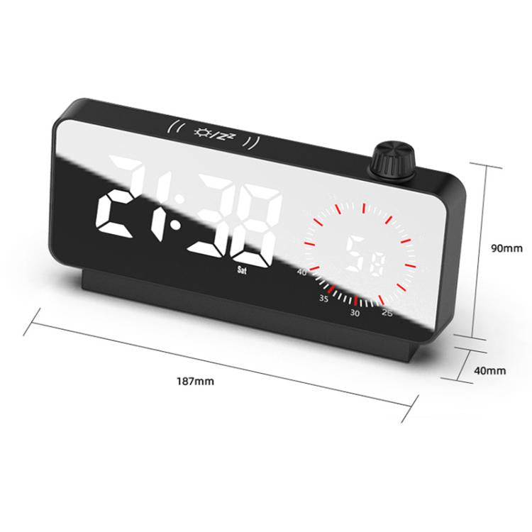 Multi-Functional LED Screen Mirror Charging Alarm Clock Reminder Visual Timer(Black) - Alarm Clocks by PMc TechLife | Online Shopping South Africa | PMc TechLife | Buy Now Pay Later Mobicred