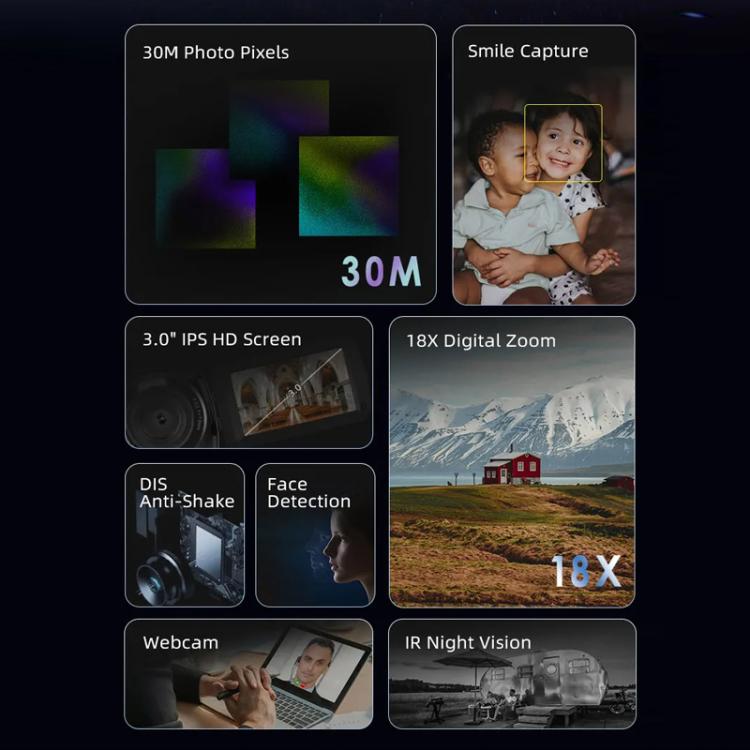 Ordro 1080P 30fps HD Night Vision Infrared Digital Camera(Gold) - free shipping - PMC TechLife - Order now!