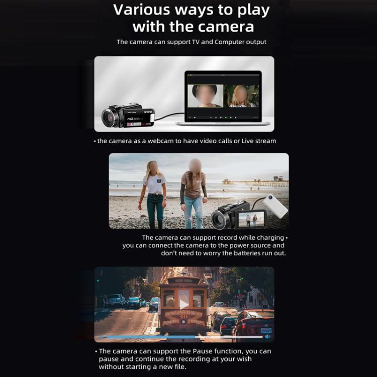 Ordro 1080P 30fps HD Night Vision Infrared Digital Camera(Gold) - free shipping - PMC TechLife - Order now!