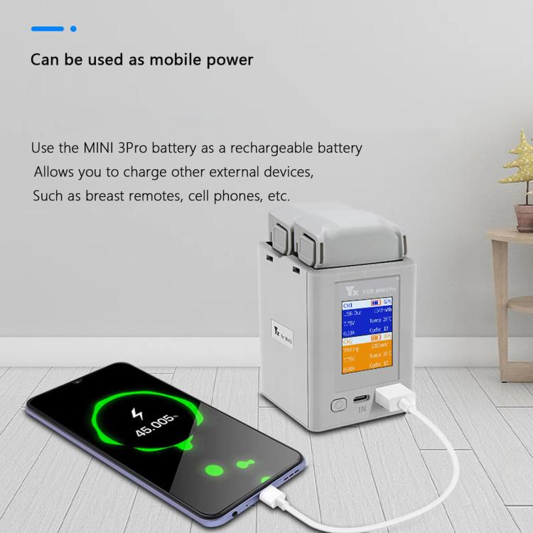 For DJI Mini 4 Pro / Mini 3 Pro / Mini 3 YX Color Screen Dual-way Charger Battery Manager With 65W EU Plug - free shipping - PMC TechLife - Order now!