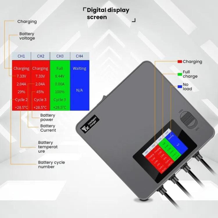For DJI Mini 4 Pro / Mini 3 Pro / Mini 3 Color Screen Digital Display Four-Way Charger Battery Manager US Plug - free shipping - PMC TechLife - Order now!