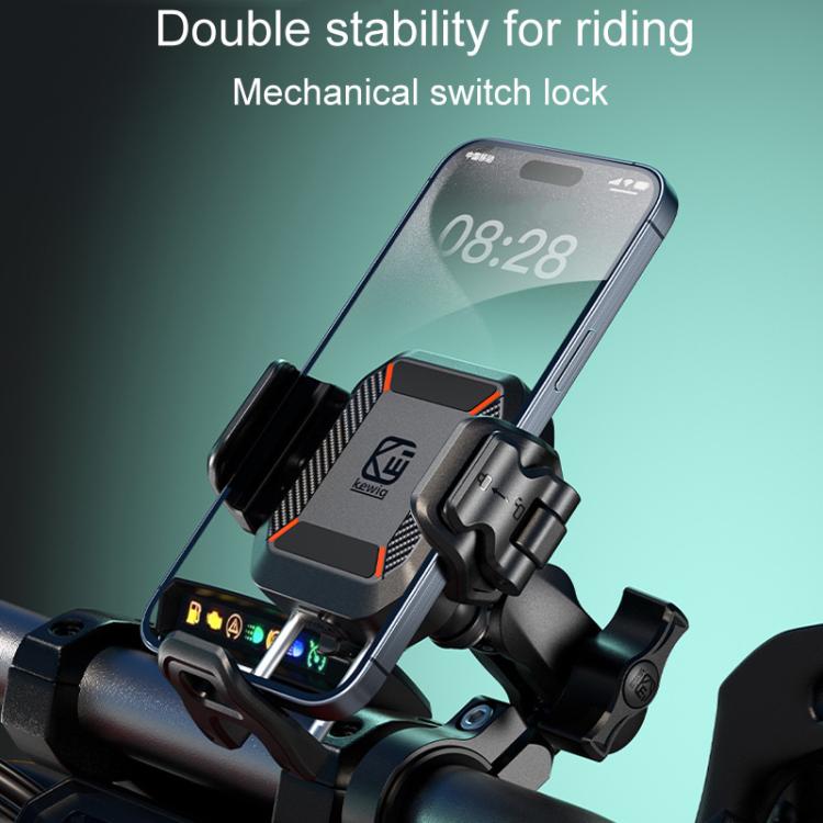 Kewig M33-A5 Outdoor Riding Shock Absorbing Anti-Theft 15W QI Wireless Charger Cell Phone Mounting Bracket(Horizontal Bar Model) - free shipping - PMC TechLife - Order now!