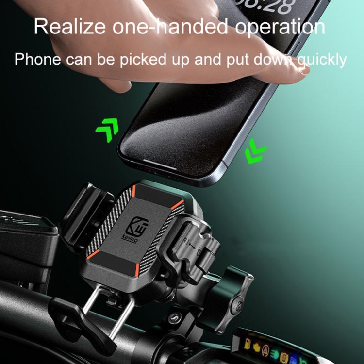 Kewig M33-A5 Outdoor Riding Shock Absorbing Anti-Theft 15W QI Wireless Charger Cell Phone Mounting Bracket(Horizontal Bar Model) - free shipping - PMC TechLife - Order now!