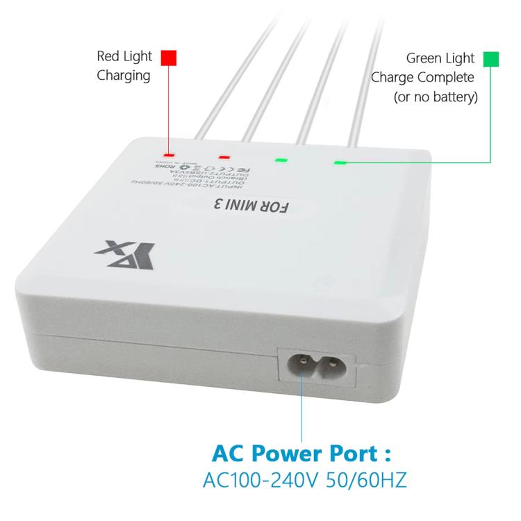 For DJI Mini 4 Pro / Mini 3 Pro / Mini 3 Drone YX 4-way Charger Battery Butler UK Plug - free shipping - PMC TechLife - Order now!