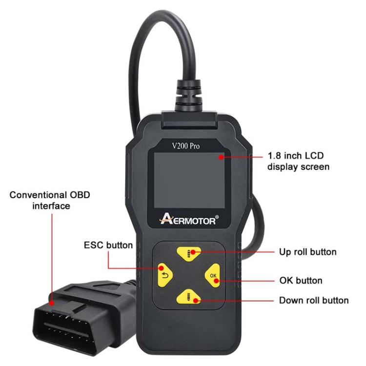 AERMOTOR V200PRO Car Troubleshooter Engine Inspection Scanner Readout Card ELM327 Battery Inspection Tool(Black) - free shipping - PMC TechLife - Order now!