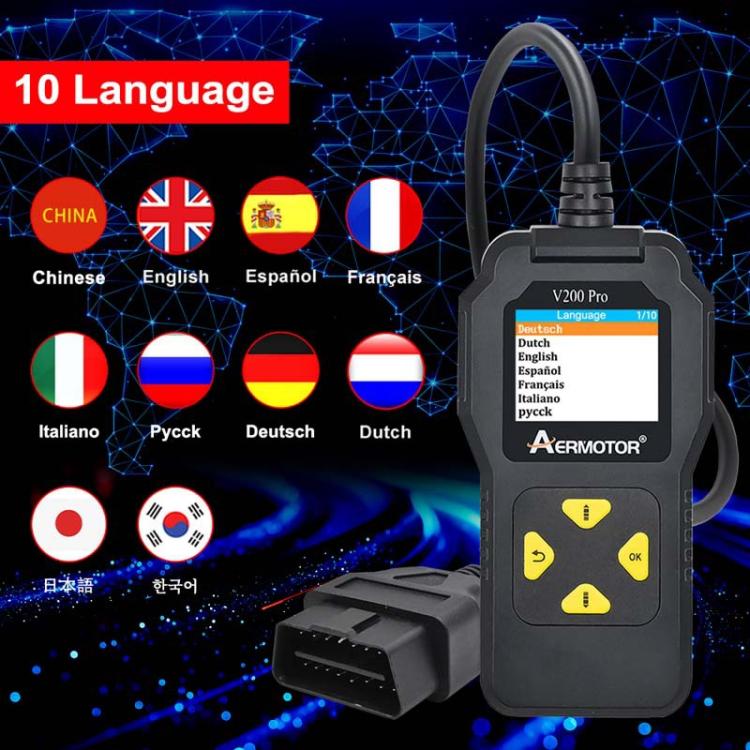 AERMOTOR V200PRO Car Troubleshooter Engine Inspection Scanner Readout Card ELM327 Battery Inspection Tool(Black) - free shipping - PMC TechLife - Order now!