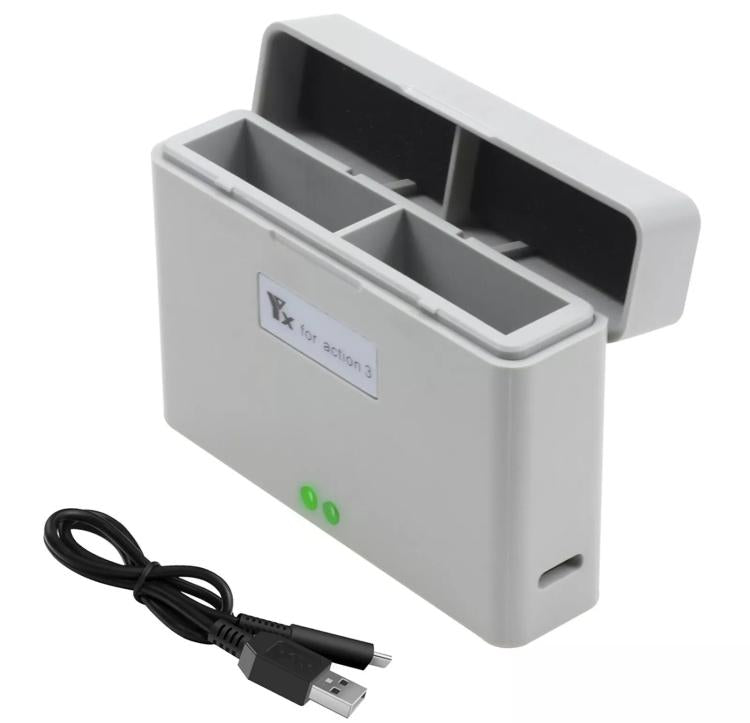 For DJI Action 3 / Action 4 Camera YX 2-Way Charger Battery Manager(Gray) - free shipping - PMC TechLife - Order now!