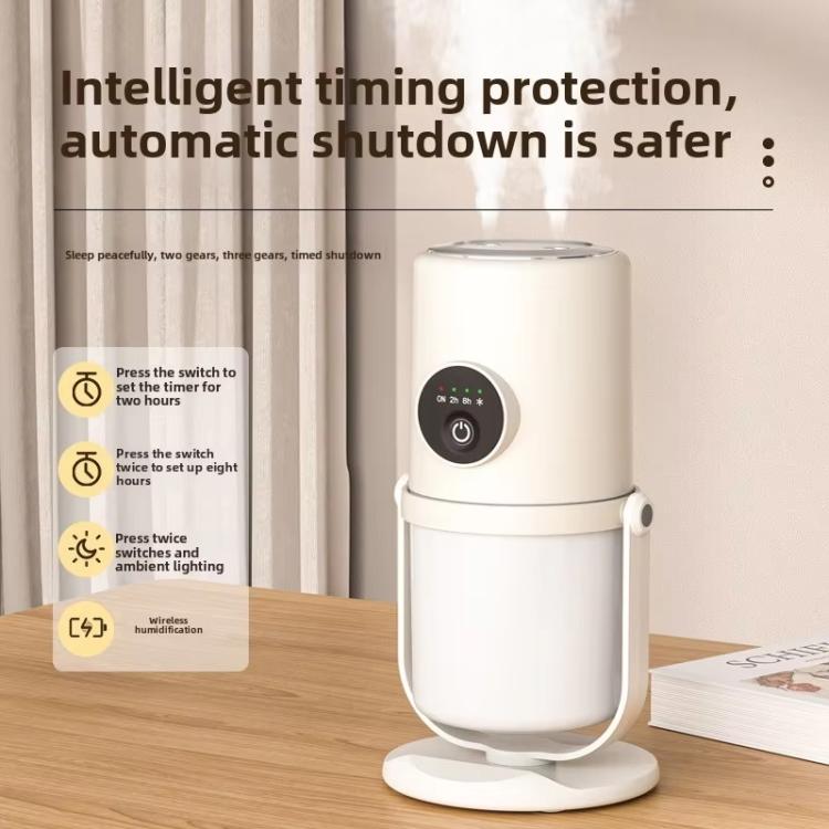 Desktop Dual Port Humidifier Portable Mini Air Purifier With Nightlight, Color: Beige+Base - free shipping - PMC TechLife - Order now!