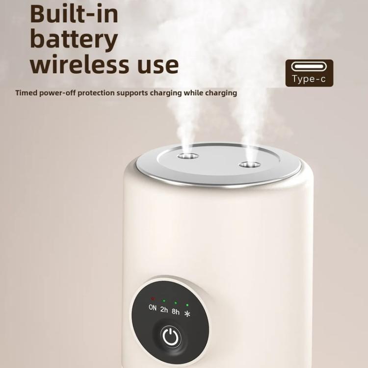 Desktop Dual Port Humidifier Portable Mini Air Purifier With Nightlight, Color: Beige+Base - free shipping - PMC TechLife - Order now!