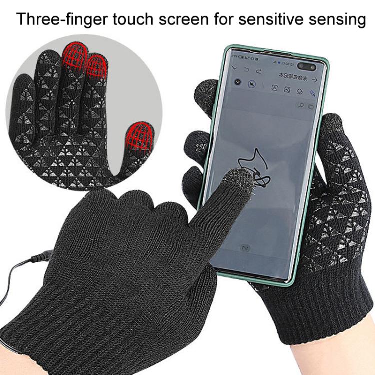 USB Heating Electric Warm Gloves Students Internet Writing Game Thickened Full Finger Knitted Heated Gloves, Size: Uniform(Black) - Safety Gloves by PMC TechLife | Online Shopping South Africa | PMC TechLife | Buy Now Pay Later Mobicred