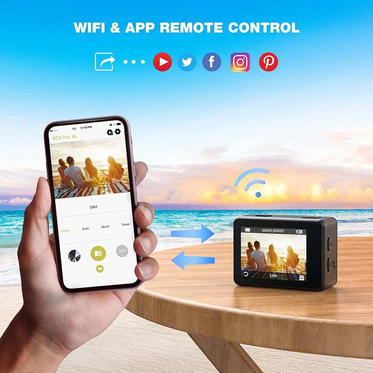 WIFI Wide-angle EIS Anti-shake Touch Color Dual-screen Remote Control Video Sports Camera(Q60TR) - free shipping - PMC TechLife - Order now!