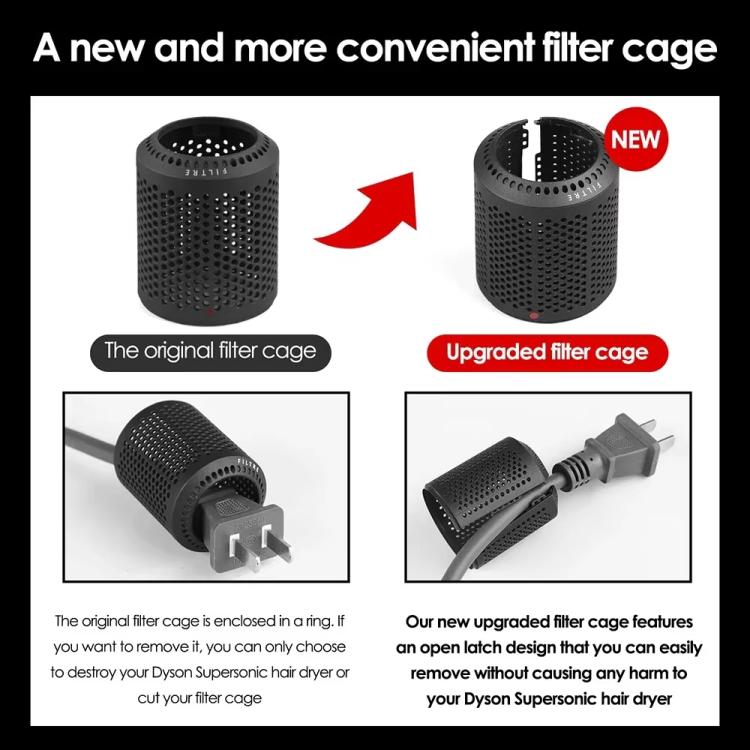 For Dyson HD01 / HD03 / HD08 / HD15 Hair Dryer Open Design Outer Filter Cover Replacement Parts(Black) - For Dyson Accessories by PMc TechLife | Online Shopping South Africa | PMc TechLife | Buy Now Pay Later Mobicred