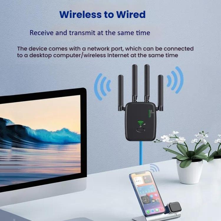 Urant U11 300Mbps 2.4G Wireless Repeater WiFi Signal Amplifier Support WPS Quick Setting US Plug Black - Broadband Amplifiers by Urant | Online Shopping South Africa | PMC TechLife | Buy Now Pay Later Mobicred