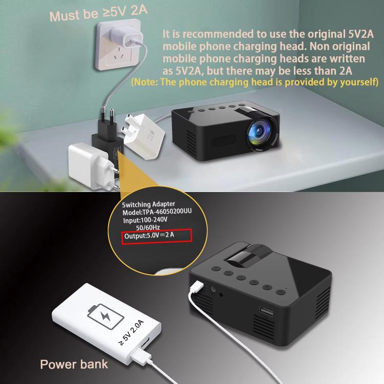 YT100 Suppor 1080P Mini Portable Projector WiFi Wireless Mirroring For IOS Android Smartphone(Black) - Mini Projector by PMC TechLife | Online Shopping South Africa | PMC TechLife | Buy Now Pay Later Mobicred
