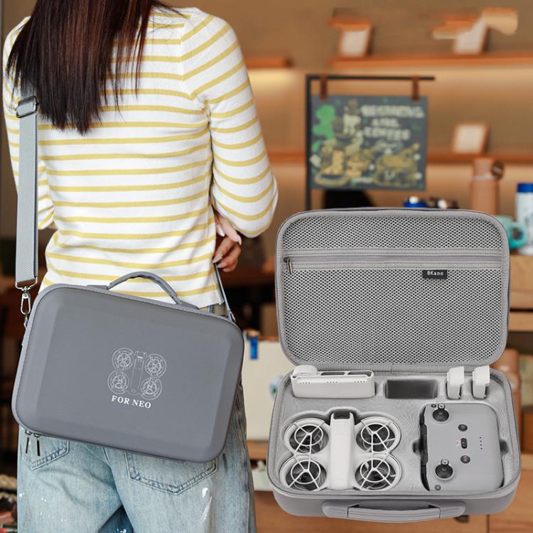 For DJI Neo Fly More Combo BKANO Storage Bag Hard Shell Shoulder Bag(Gray) - free shipping - PMC TechLife - Order now!