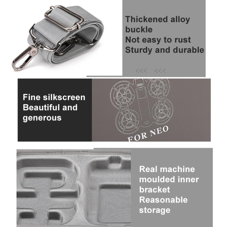 For DJI Neo BKANO NE-010 PU Storage Bag Hard Case Shoulder Bag(Gray) - free shipping - PMC TechLife - Order now!