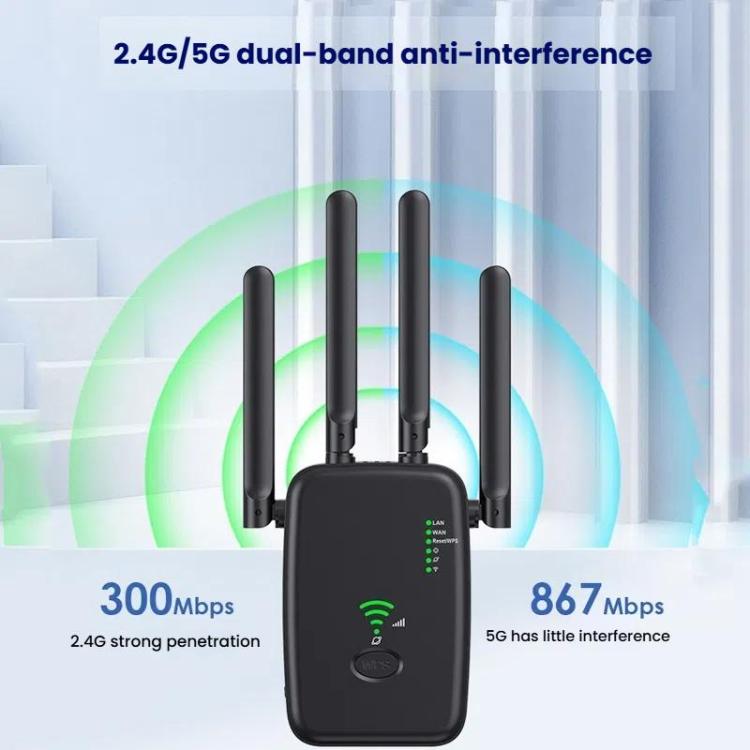 Urant U11 1200Mbps 2.4G&5.8G Wireless Repeater WiFi Signal Amplifier Support WPS Quick Setting EU Plug White - free shipping - PMC TechLife - Order now!