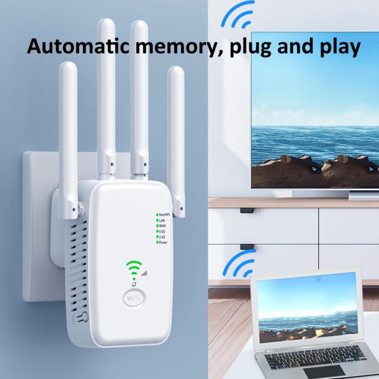 Urant U11 1200Mbps 2.4G&5.8G Wireless Repeater WiFi Signal Amplifier Support WPS Quick Setting US Plug White - free shipping - PMC TechLife - Order now!