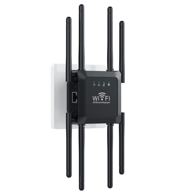 U18 1200Mbps 2.4G & 5G  Wireless Repeater WiFi Signal Amplifier With 8 Antenna EU Plug Black - Broadband Amplifiers by PMC TechLife | Online Shopping South Africa | PMC TechLife | Buy Now Pay Later Mobicred