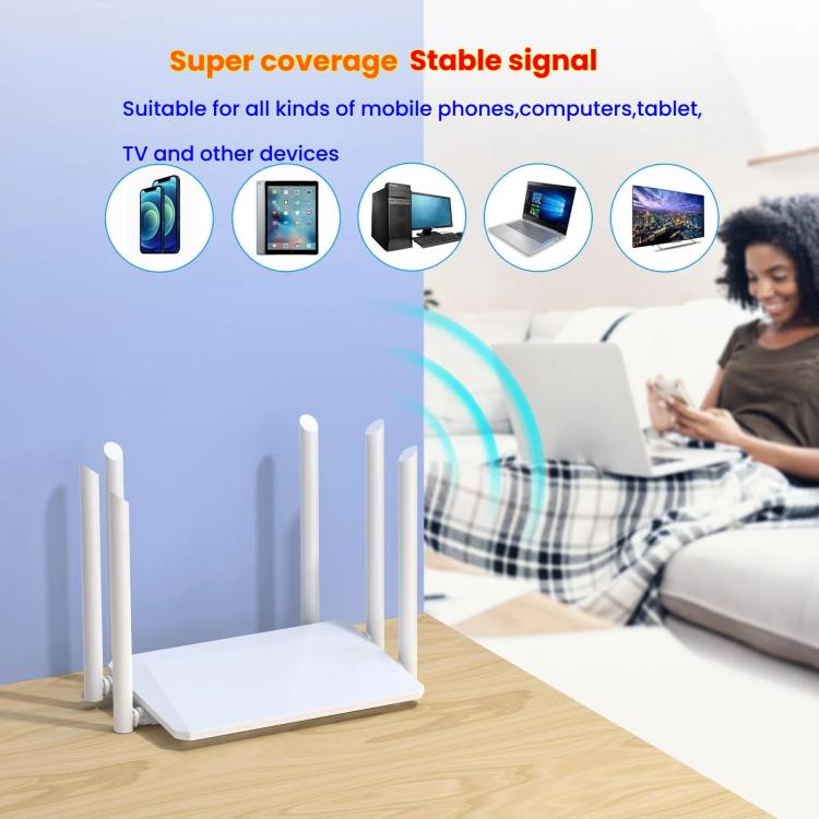 Urant 1200Mbps Wireless Router Supports AP Broadband Dial-up With 6x5dB Antenna EU Plug - free shipping - PMC TechLife - Order now!