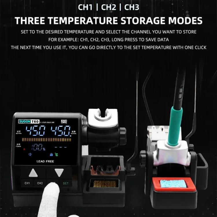 SUGON T60+210 Handle+I/K/IS Tips x 3 Precision Soldering Station Soldering Iron Set Cell Phone Repair Soldering Tool(EU Plug) - free shipping - PMc TechLife - Order now!