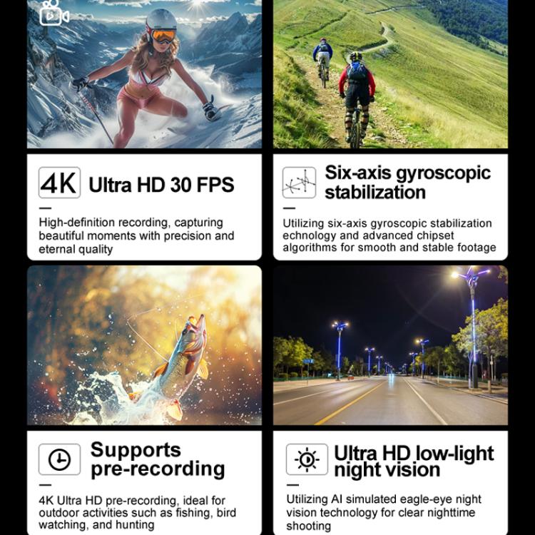 SOOCOO SAW1 Pro No Memory Card 4K HD Anti-Shake Waterproof Motorcycle Riding Recorder Chest Head Mounted Diving Thumb Camera - free shipping - PMC TechLife - Order now!