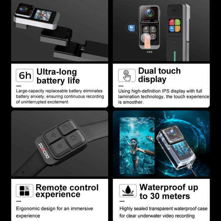 SOOCOO SAW1 With 128G Memory Card 4K HD Anti-Shake Waterproof Motorcycle Riding Recorder Chest Head Mounted Diving Thumb Camera - free shipping - PMC TechLife - Order now!