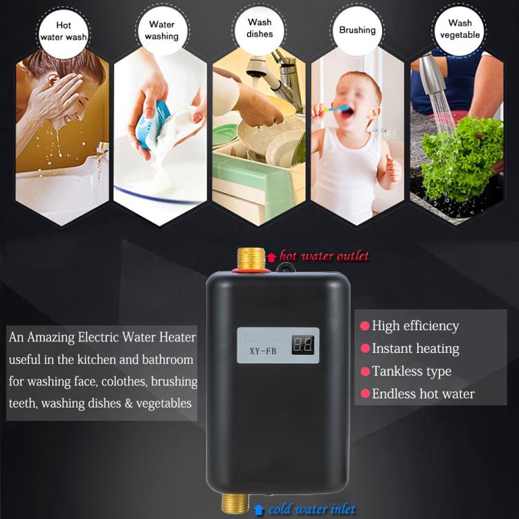 3000W Small Tankless Electric Water Heater For Kitchen Bathroom EU Plug(White) - free shipping - PMC TechLife - Order now!