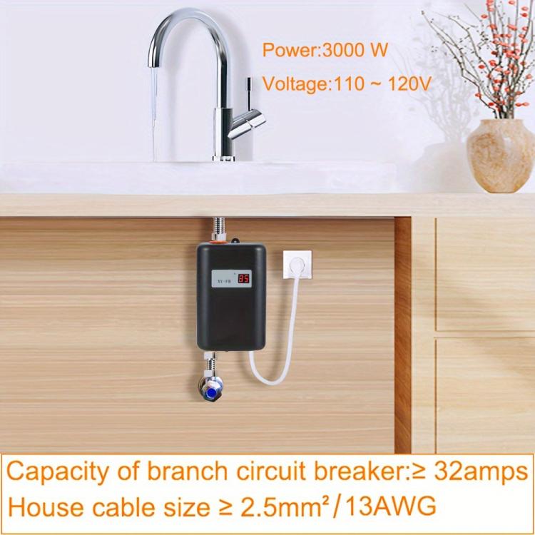 3000W Small Tankless Electric Water Heater For Kitchen Bathroom UK Plug(White) - free shipping - PMC TechLife - Order now!