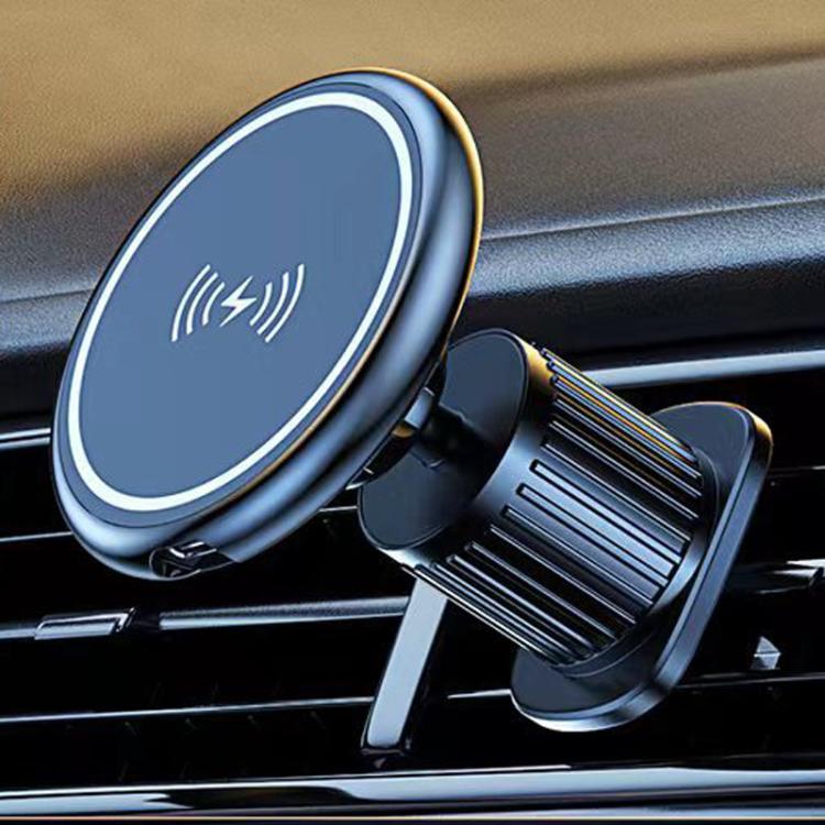 15W Car Magnetic Wireless Charging Phone Holder Alloy Base, Spec: Air Outlet Black - Wireless Charger Holders by PMc TechLife | Online Shopping South Africa | PMc TechLife | Buy Now Pay Later Mobicred
