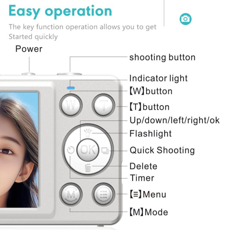 Anytek S7 4K HD Digital Camera Self-Timer Travel Camera Student Kids Card Camera(White) - free shipping - PMC TechLife - Order now!