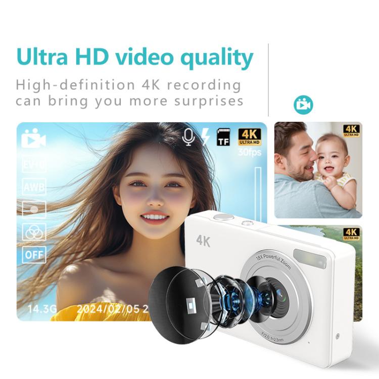 Anytek S7 4K HD Digital Camera Self-Timer Travel Camera Student Kids Card Camera(White) - free shipping - PMC TechLife - Order now!