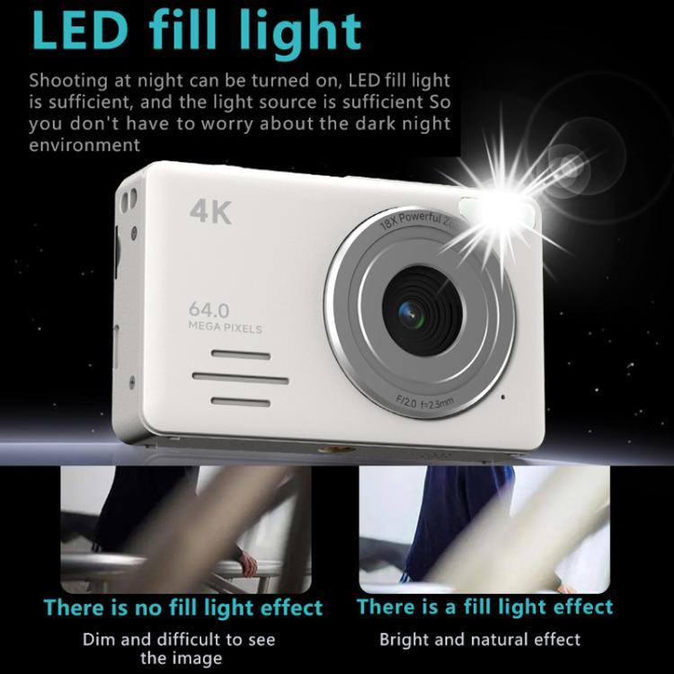 Anytek S7 4K HD Digital Camera Self-Timer Travel Camera Student Kids Card Camera(White) - free shipping - PMC TechLife - Order now!